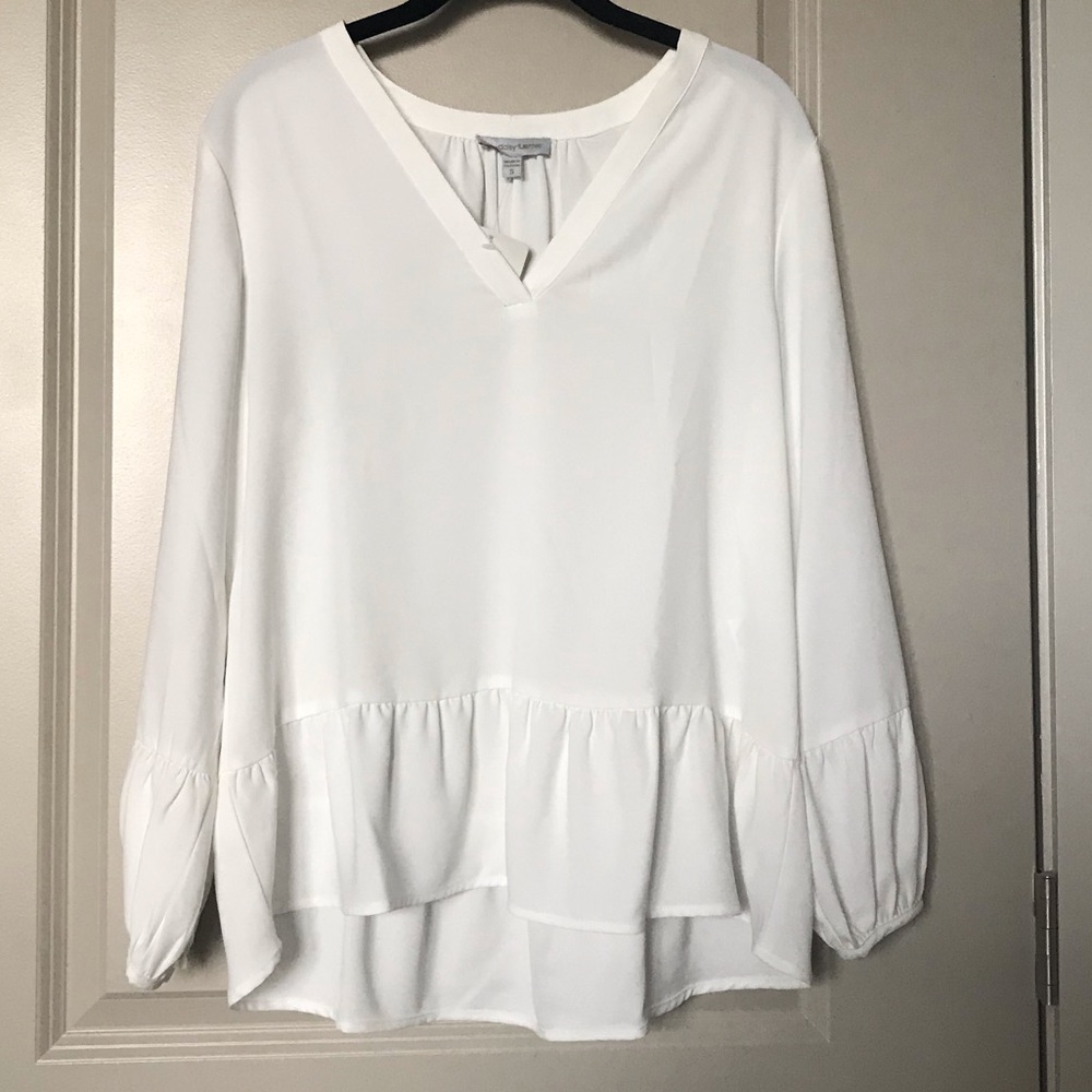 V-neck Blouse with Ruffle Detail